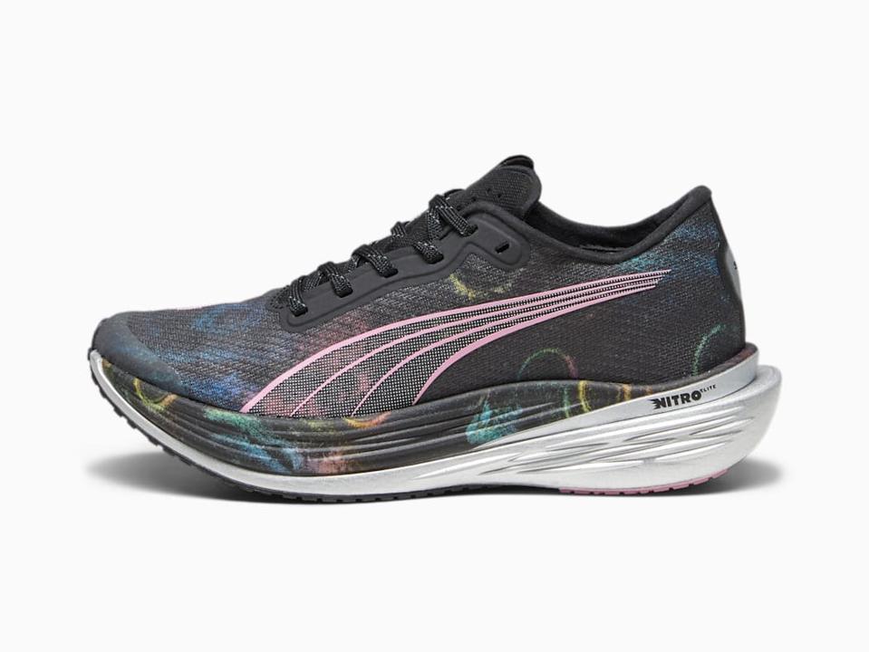 Women's Puma Deviate Nitro Elite 2 in Black-Strawberry Burst-Yellow Blaze