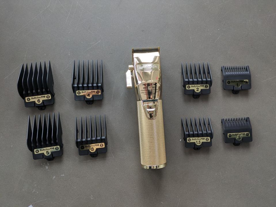 BaBylissPro Barberology FXOne Clipper surrounded by guards