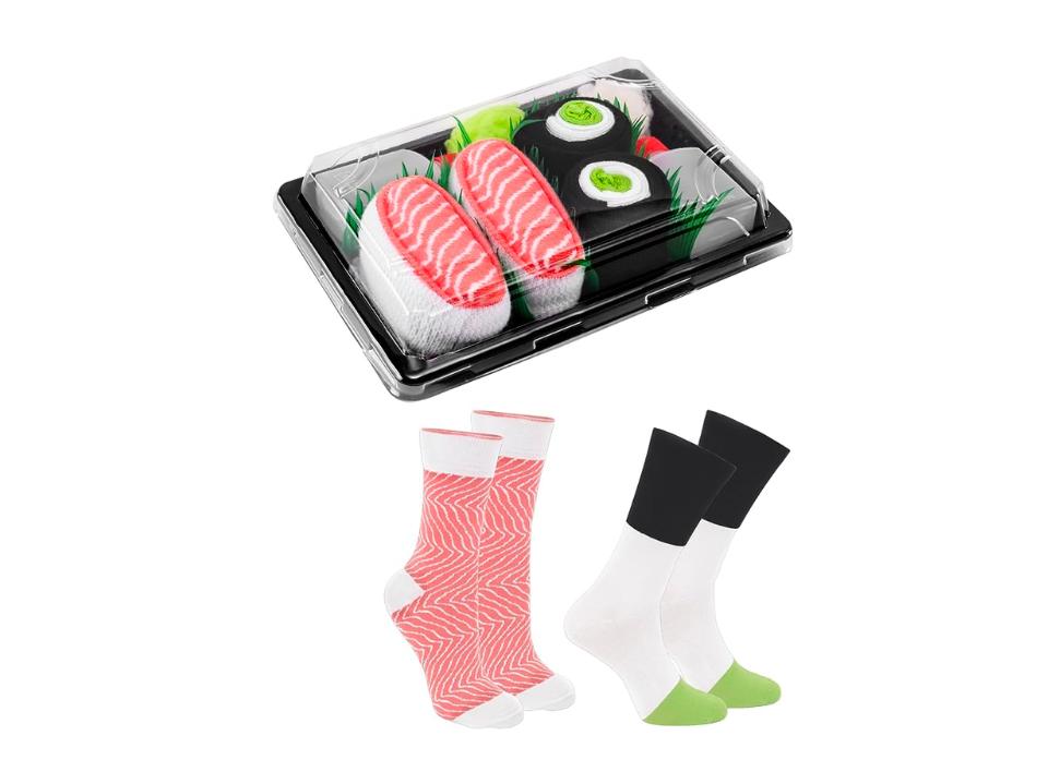 Funny White Elephant Gift Ideas: Unisex Sushi Socks Box - 2 Pairs