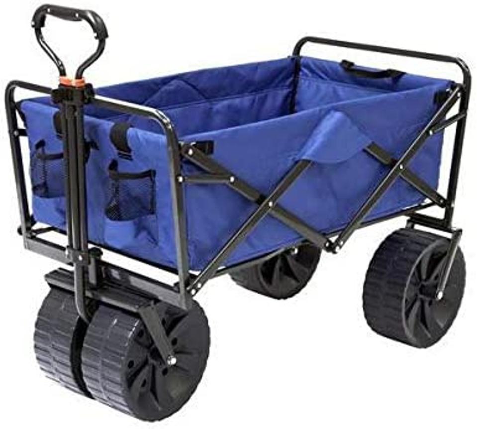 Mac Sports Heavy Duty Collapsible Beach Wagon in blue on a white background