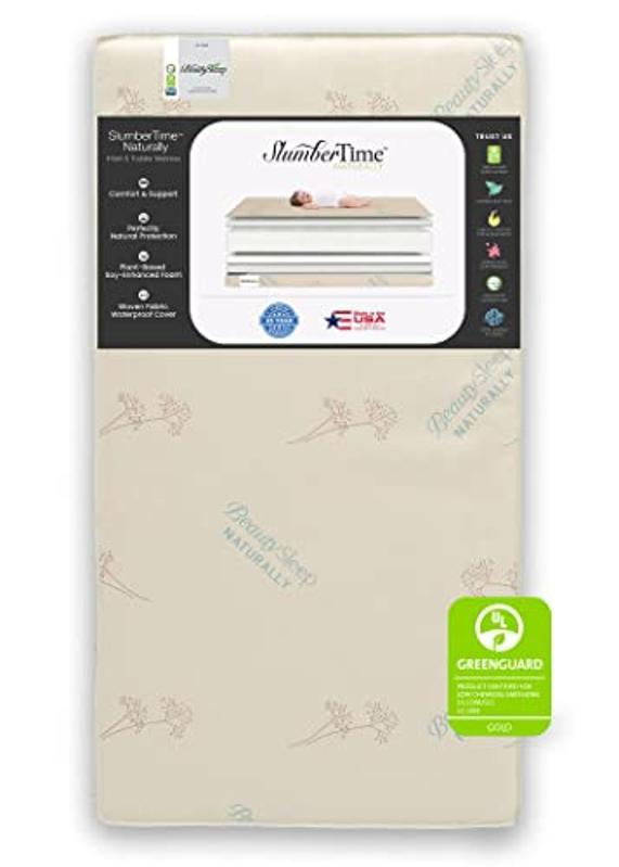 Simmons Kids SlumberTime Naturally 2-Stage Baby Crib Mattress & Toddler Mattress 