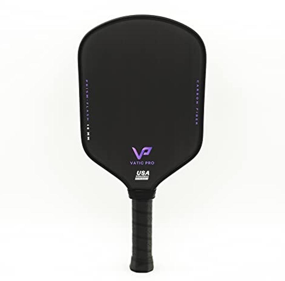 Vatic Pro Prism Flash Paddle in black with a purple logo