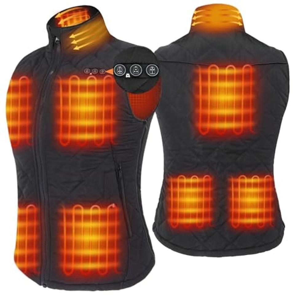 ARRIS Women`s Heated Vest, Size Adjustable 7.4V Electric Warm Vest with Battery Pack Black…