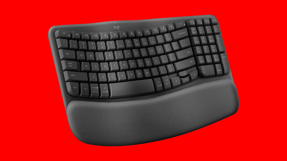 Logitech Wave Keys in black on a red background