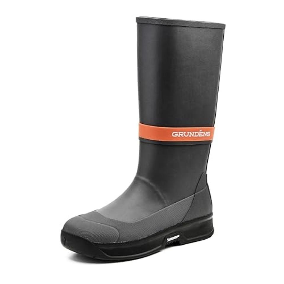 Grundéns Crewman Tall Boot in black with an orange band