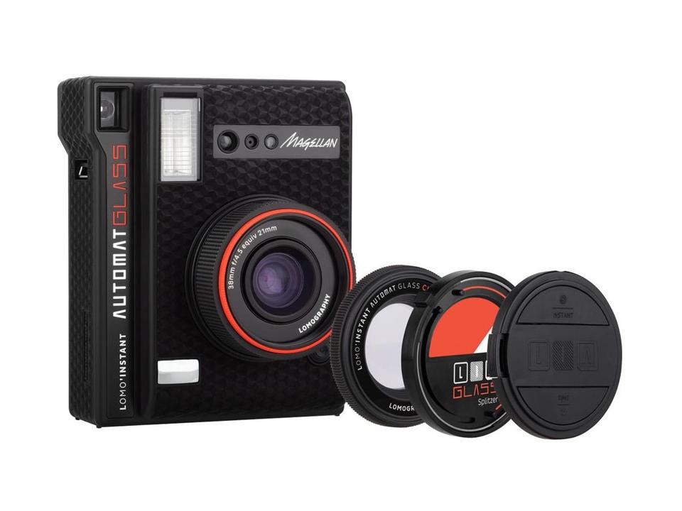 Lomography Lomo'Instant Automat Camera and lenses on a white background