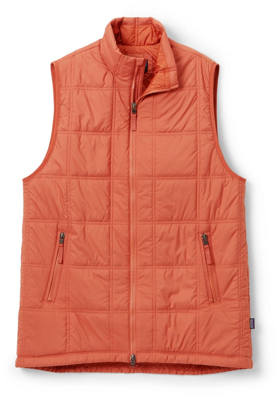 Orange vest against a white background.