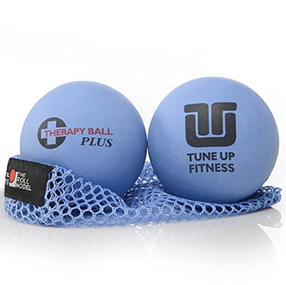 Tune Up Fitness – Therapy Ball PLUS Pair in Tote | Lacrosse Ball Upgrade - Massage Therapy Balls for Myofascial Release | Neck, Lower Back Pain, Sciatica, Shoulder Tension Relief, Physical Therapy