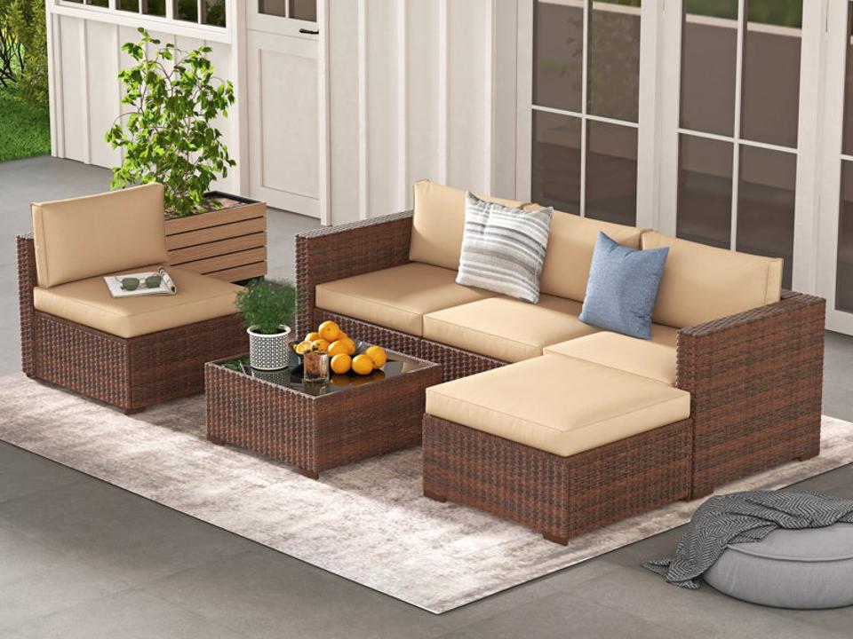 Cream colored Latitude Run Eudy Outdoor Seating Group (5-Person)