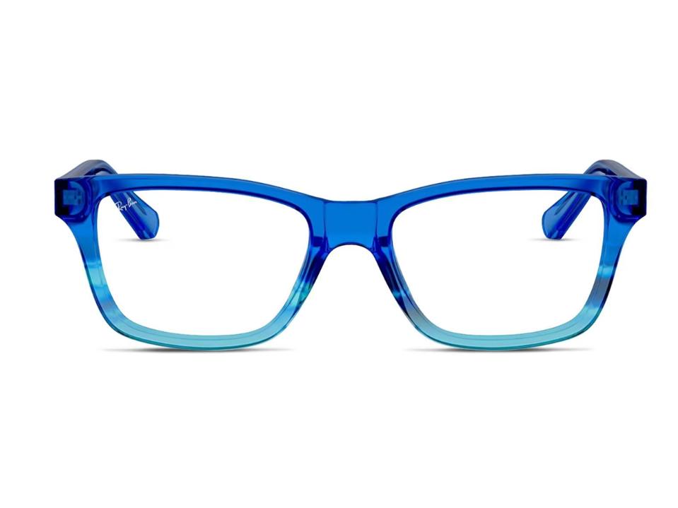 blue and clear Ray-Ban RY1536 Kids glasses from glassesusa on white background