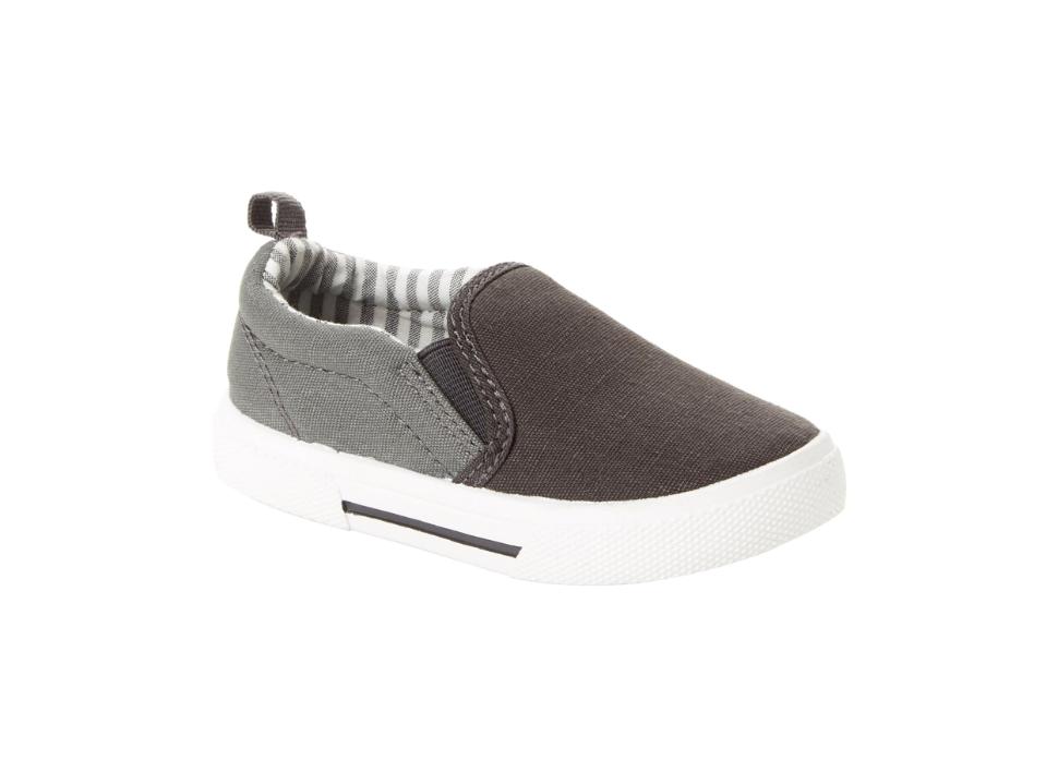 Simple Joys by Carter's Unisex Casual Slip-on Canvas Shoe two-tone gray right foot white bg