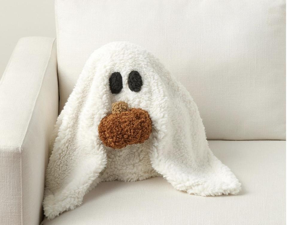 Gus the Ghost with Pumpkin Pillow