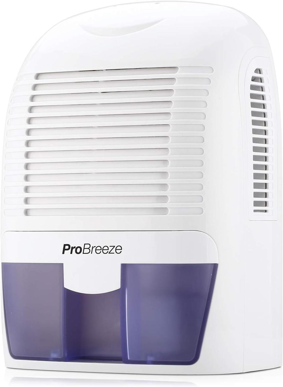 Pro Breeze Electric Mini Dehumidifier, 2200 Cubic Feet (250 sq ft), Compact and Portable for High Humidity in Home, Kitchen, Bedroom, Basement, Caravan, Office, Garage