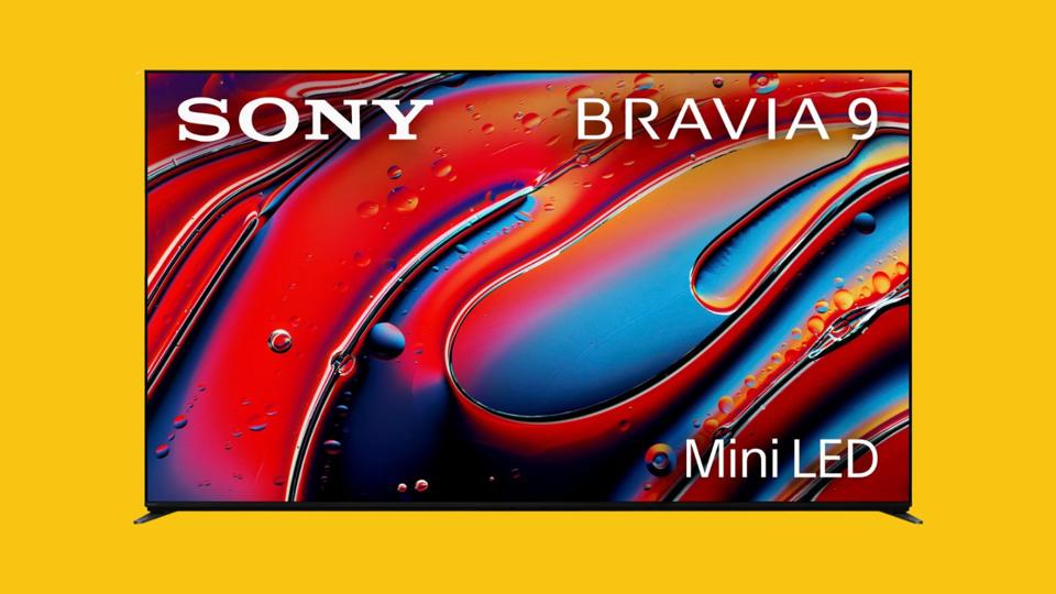 The Sony Bravia 9 TV on a yellow background