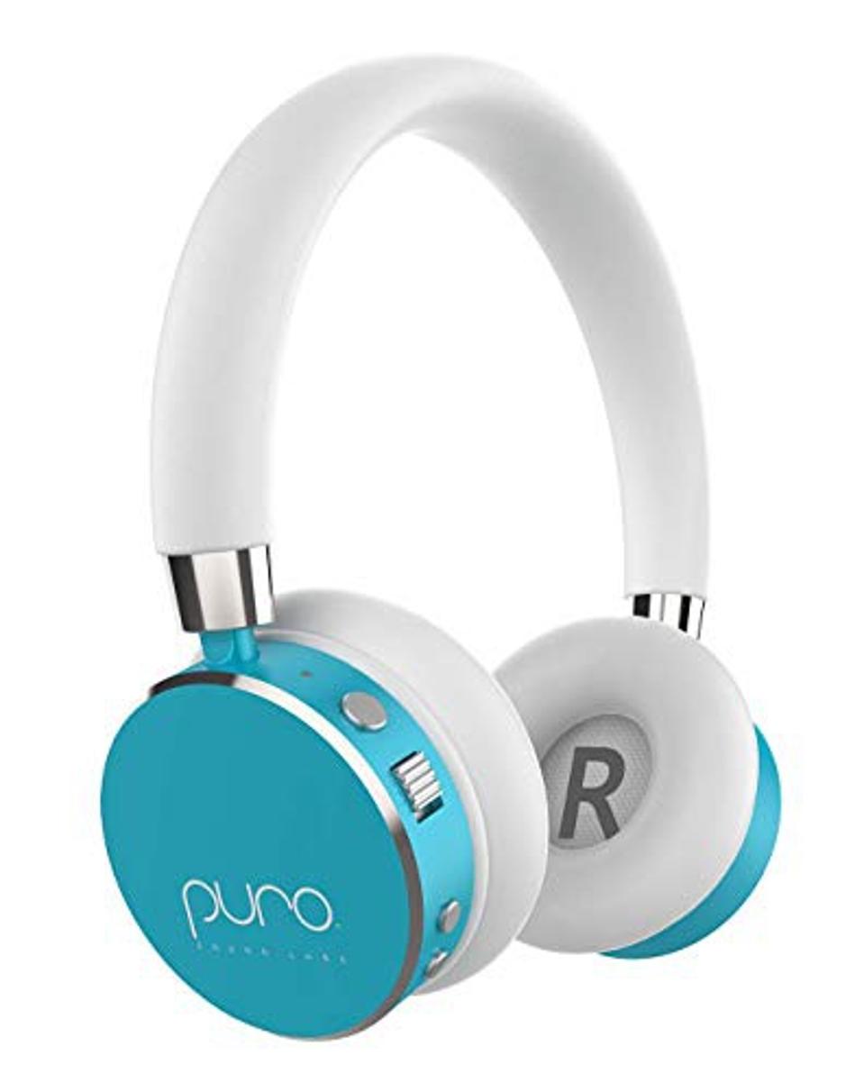 Puro Sound Labs BT2200s Volume Limited Kids’ Bluetooth Headphones in white and turquoise