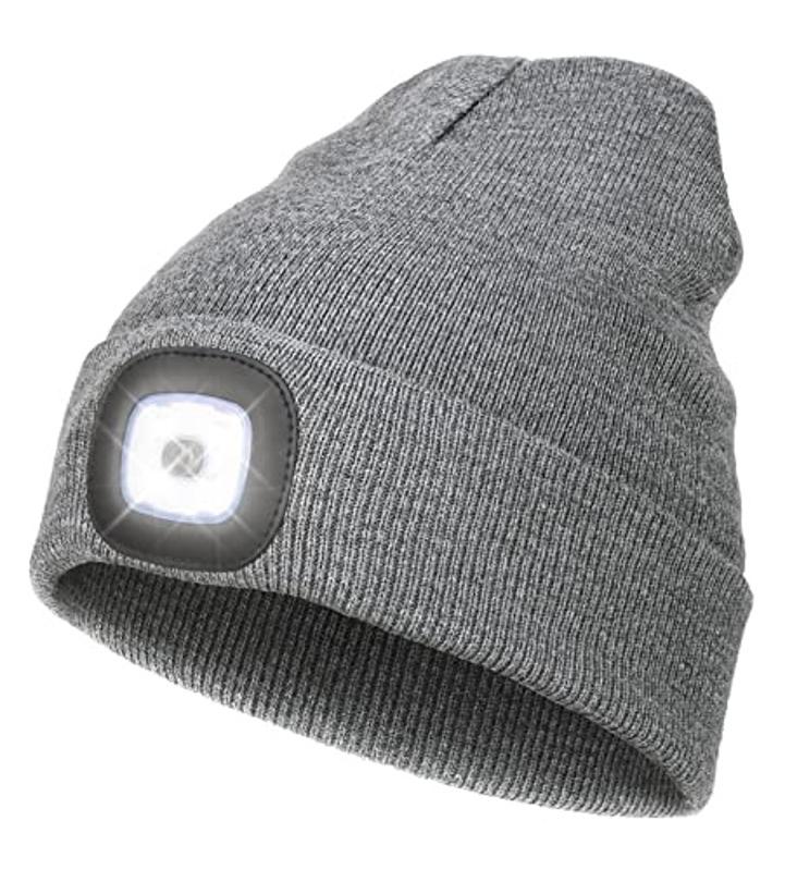 LED Beanie with Light,Unisex USB Rechargeable Hands Free best stocking stuffers men gifts