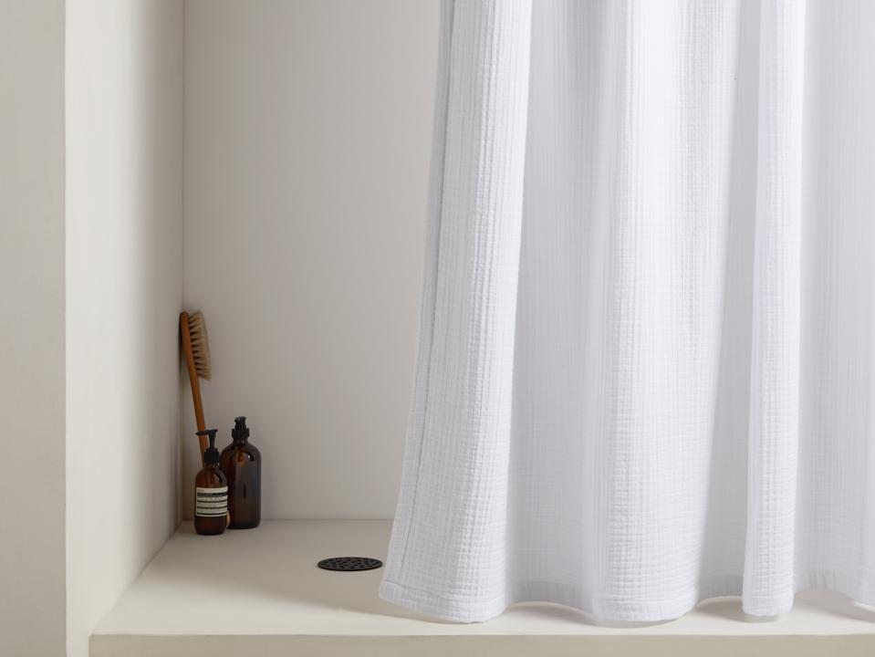 Organic Cloud Cotton Shower Curtain in white