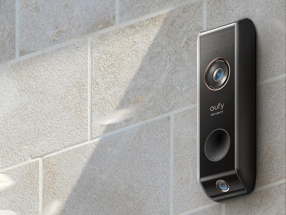 Eufy SS20 Video Doorbell installed on a stone wall