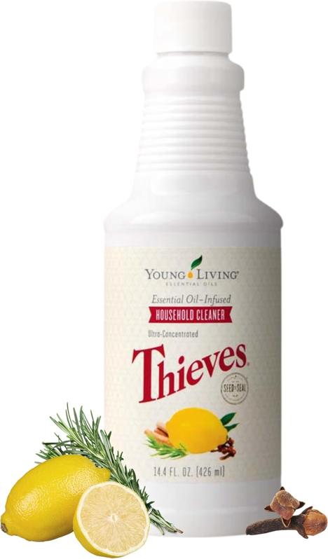 Young Living Thieves Household Cleaner on white background.