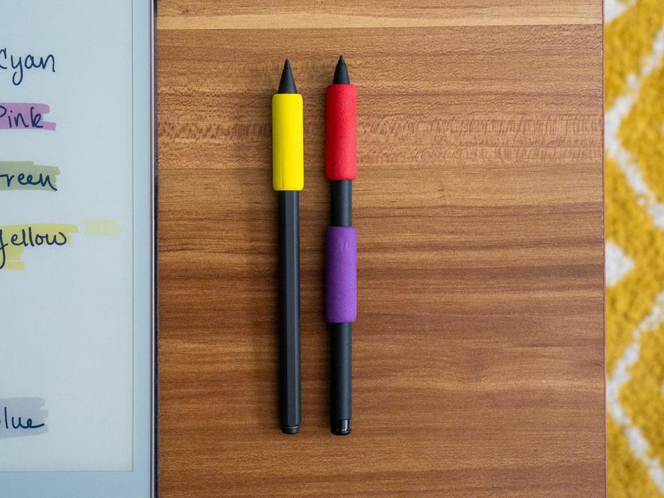 A close up of two digital pens.