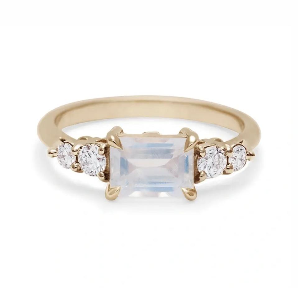 The Anna Sheffield Bea Five Stone Ring against a white background. 