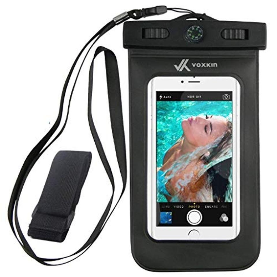 The Voxkin Premium Quality Universal Waterproof Case with Armband on a white background