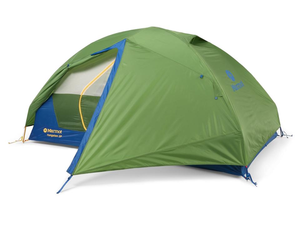 The Marmot Tungsten two-person tent with footprint on a white background