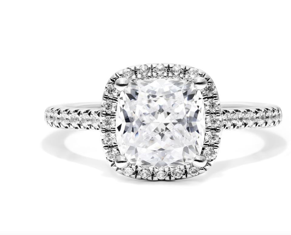 James Allen Cushion Cut Diamond Pave Engagement Ring