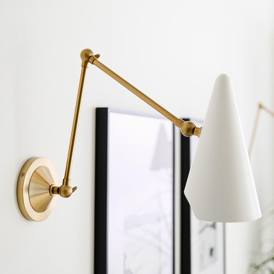 West Elm coco articulating sconce white