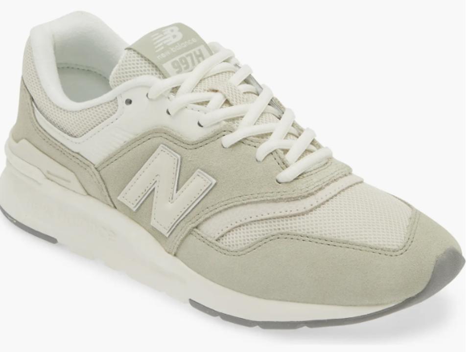 Olive and white New Balance 997H Sneaker.