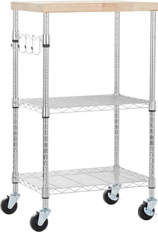 Amazon Basics Kitchen Cart against a white background