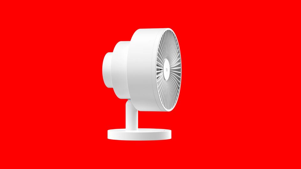 The Windmill Fan on a red background.