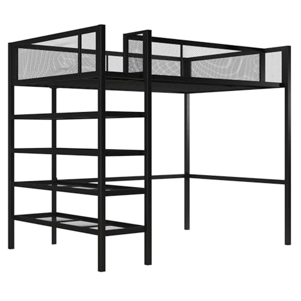 DHP Tiffany Storage Loft Bed in black on a white background