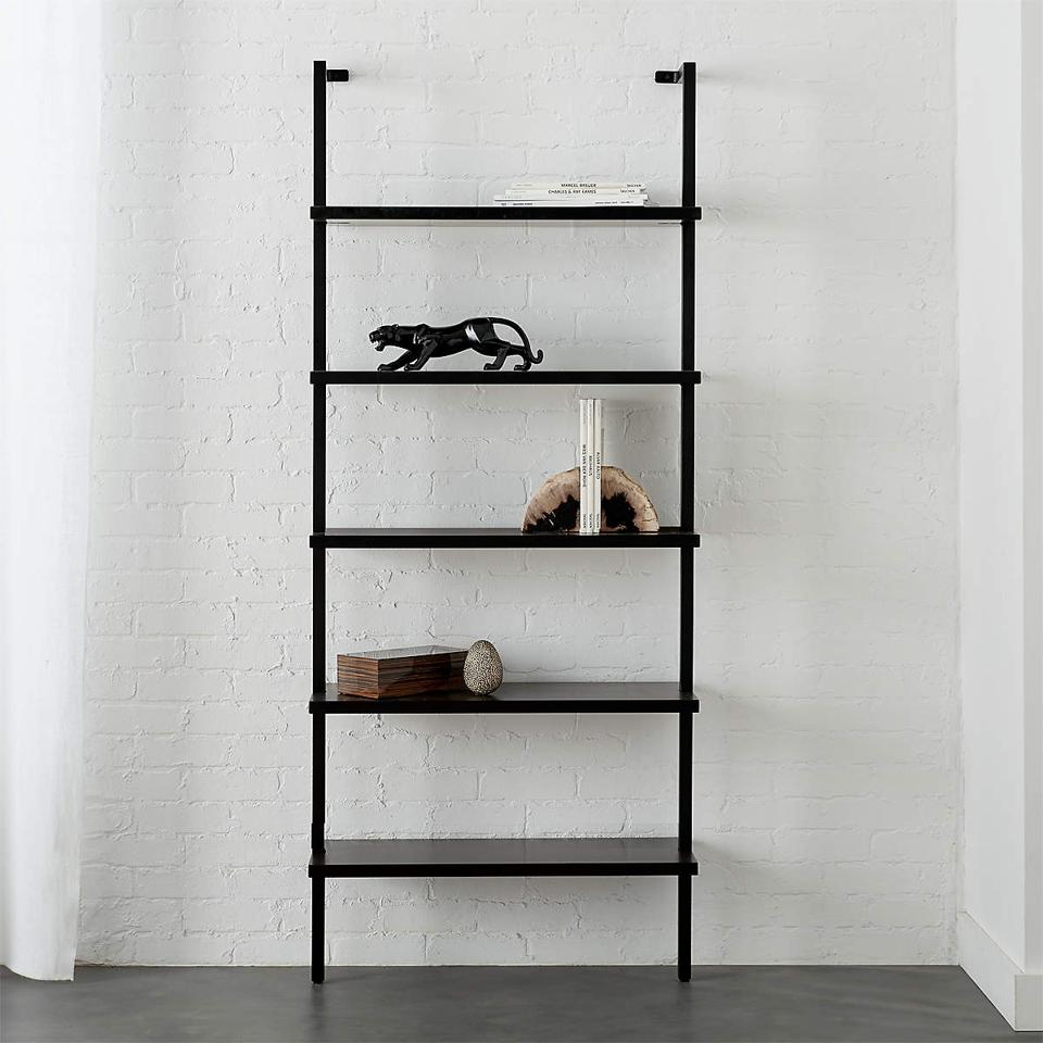 black wall-mounted modern bookcase