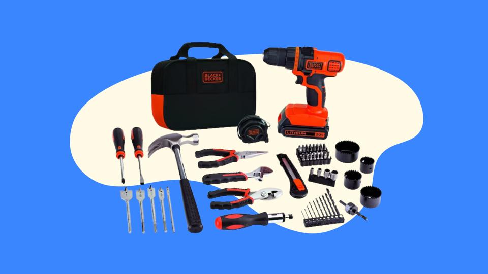 Forbes Vetted_Best Tool Sets collage of tools on blue background