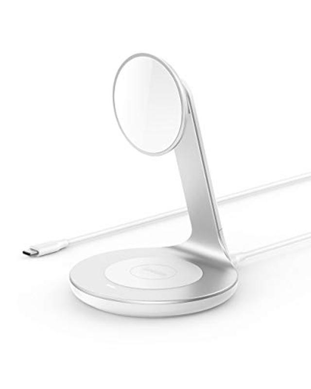 Anker PowerWave Magnetic 2-in-1 Stand in white on a white background