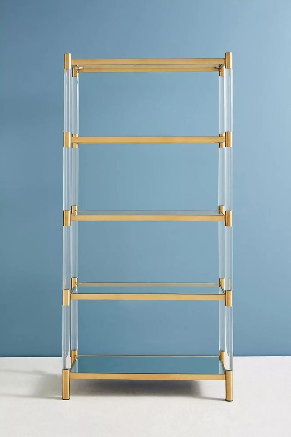 lucite mirrored bookshelf