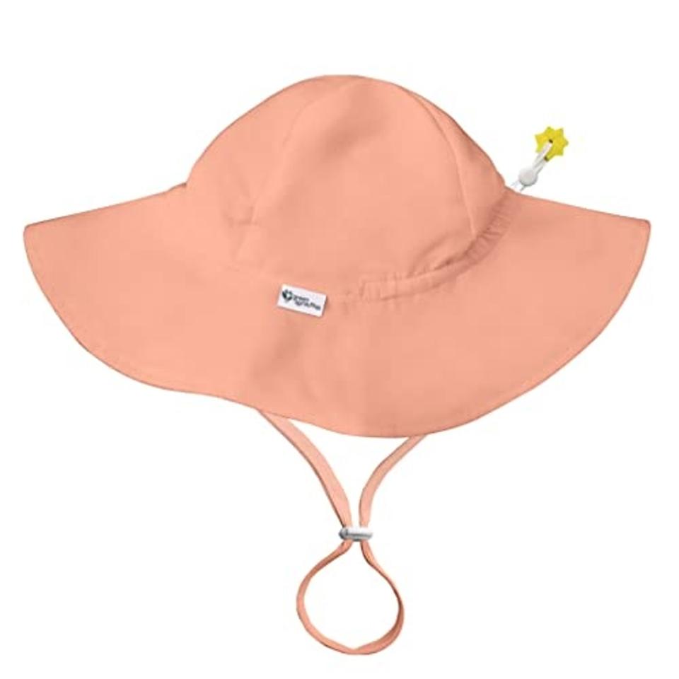 Green Sprouts UPF 50+ Eco Brim Hat in Coral on a white background