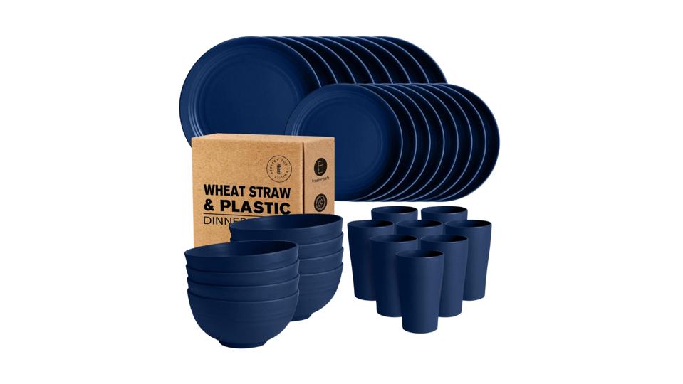 Teivio Wheat Straw & Plastic Dinnerware Set (32 Pieces)