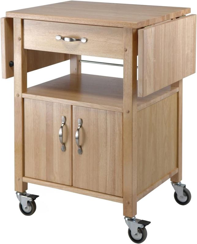 Winsome Wood Drop-Leaf Kitchen Cart against a white background