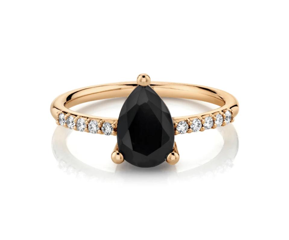 The Mini Sweet Melissa Black Onyx Ring against a white background. 