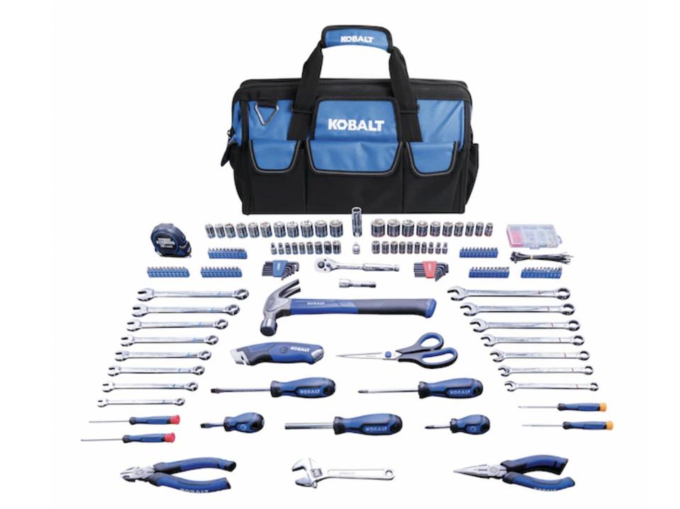 Kobalt 267-Piece Household Tool Set with Soft blue and black Case on white background