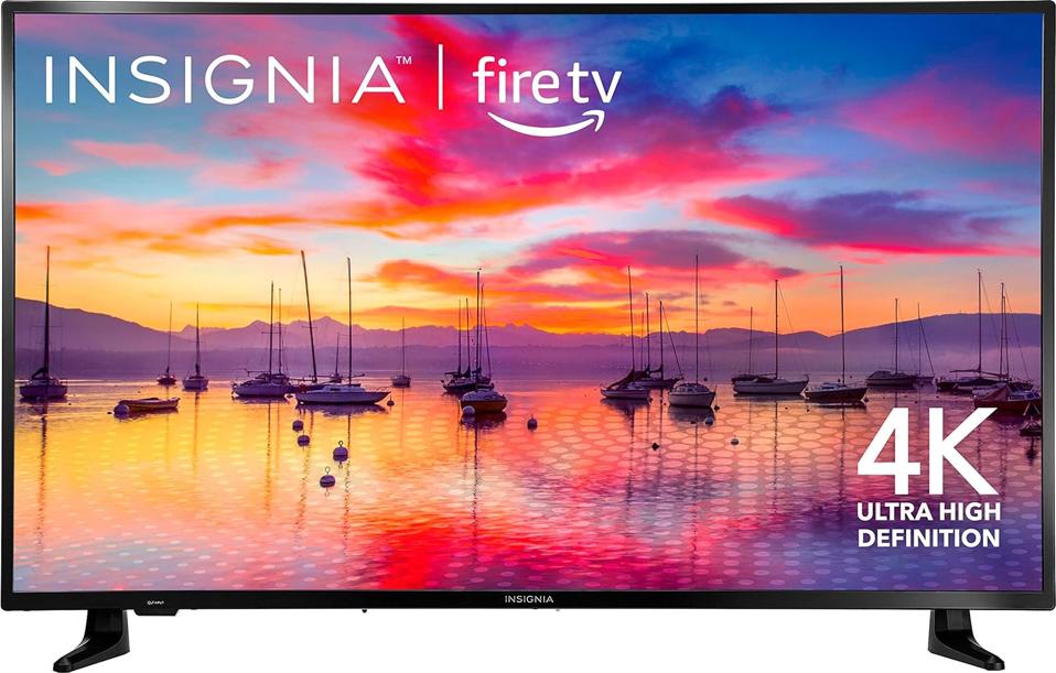 The Insignia 50-inch Class F30 Series LED 4K UHD Smart Fire TV on a white background