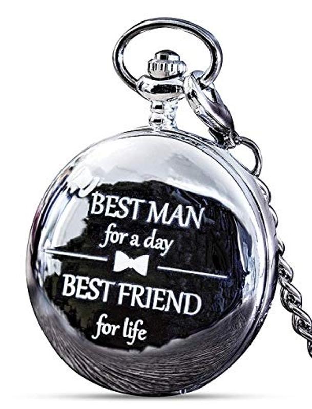 FJ FREDERICK JAMES Best Man for a Day Pocket Watch on white background