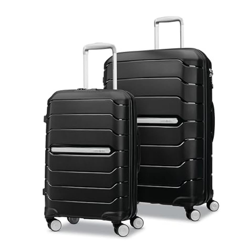 Samsonite Freeform Hardside Expandable Luggage 2-piece set black on white background