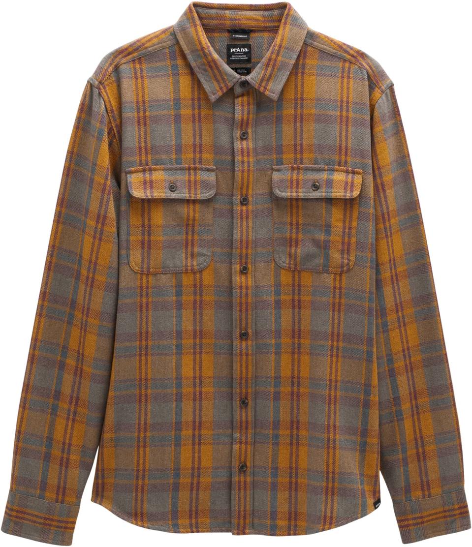 Product shot of a men's prAna Westbrook Flannel Shirt in the spice colorway.