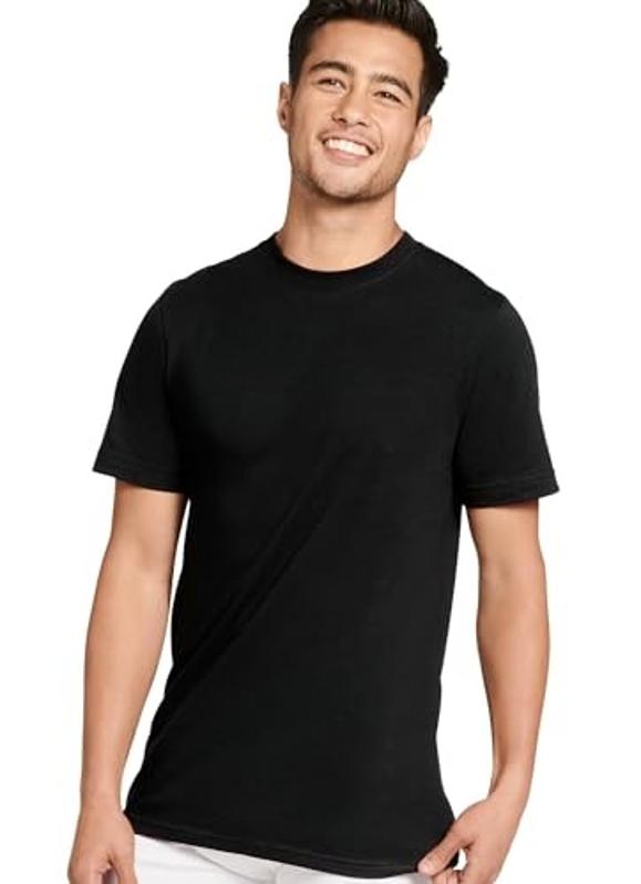 Jockey Men's Undershirt Made in America 100% Cotton Crew Neck T-Shirt - 2 Pack, Black, L