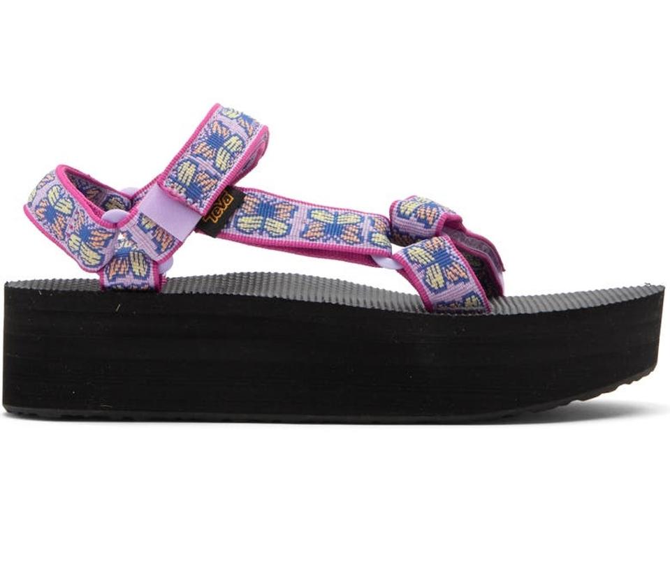 profile of Flatform Universal Sandal in the butterfly lilac colorway on white a background