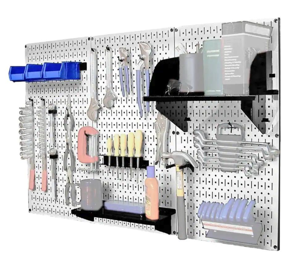 Wall Control Metal Pegboard Storage Kit on a white background.