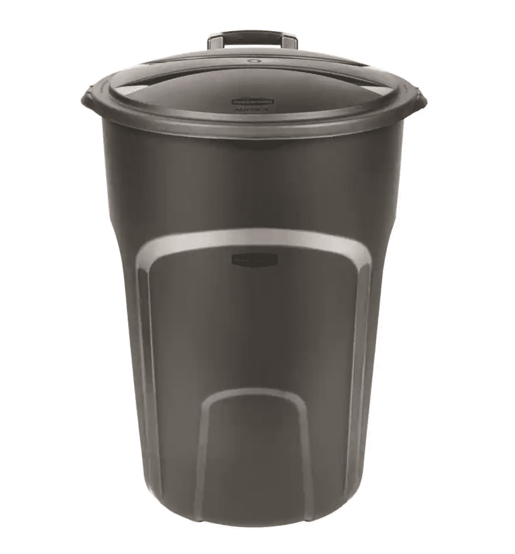 Survolez l'image pour zoomer Poubelle à roulettes Roughneck Easy Out de 32 gal en noir avec couvercle